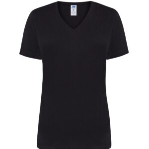 Koszulka damska dekolt w serek z własnym nadrukiem – czarny