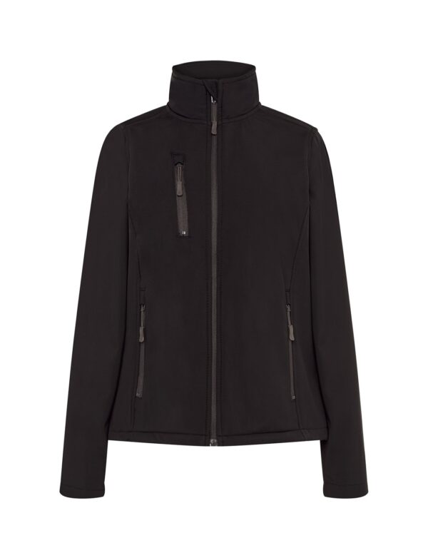 Kurtka softshell damska na deszcz z własnym nadrukiem – czarny Kurtka softshell damska na deszcz z własnym nadrukiem – czarny