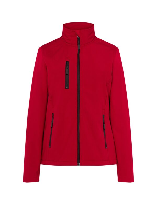 Kurtka softshell damska na deszcz z własnym nadrukiem – czerwony Kurtka softshell damska na deszcz z własnym nadrukiem – czerwony