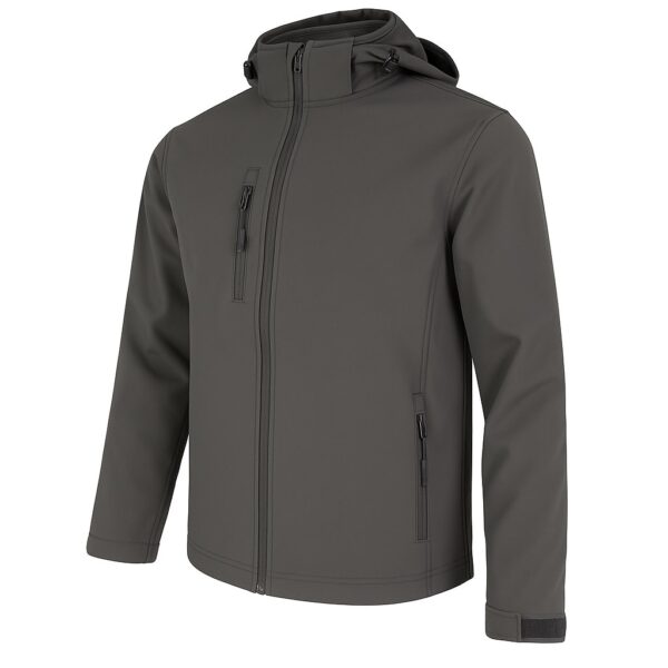 Kurtka softshell odpinany kaptur z własnym nadrukiem – grafitowy Kurtka softshell odpinany kaptur z własnym nadrukiem – grafitowy