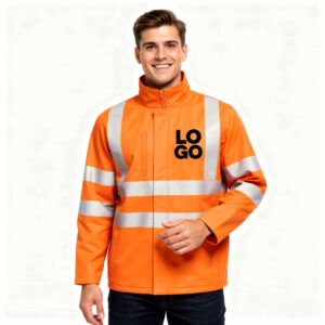 Kurtka softshell ostrzegawcza z nadrukiem Kurtka softshell ostrzegawcza z nadrukiem