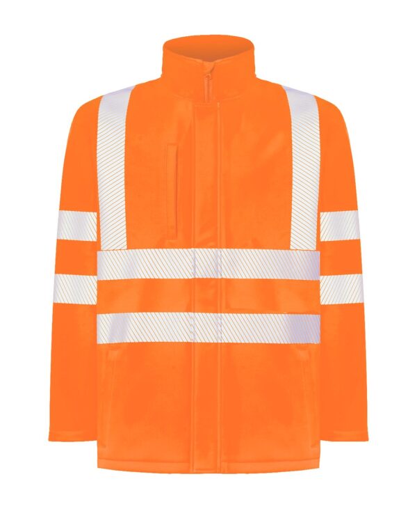 Kurtka softshell ostrzegawcza z nadrukiem – pomarańczowy jaskrawy Kurtka softshell ostrzegawcza z nadrukiem – pomarańczowy jaskrawy