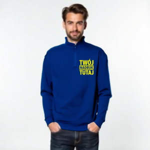 Bluza ze stójką zamek do połowy z własnym nadrukiem Bluza ze stójką zamek do połowy z własnym nadrukiem