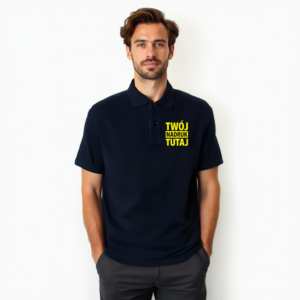 Koszulka polo z grubej dzianiny z własnym nadrukiem Koszulka polo z grubej dzianiny z własnym nadrukiem