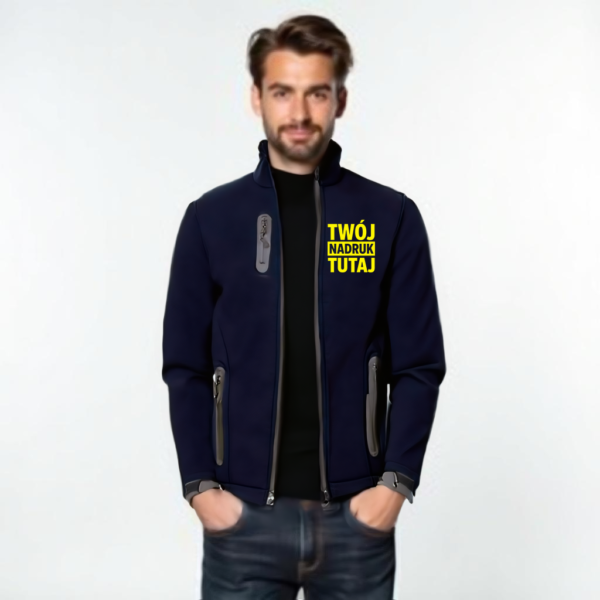 Kurtka softshell wklejane zamki z własnym nadrukiem Kurtka softshell wklejane zamki z własnym nadrukiem