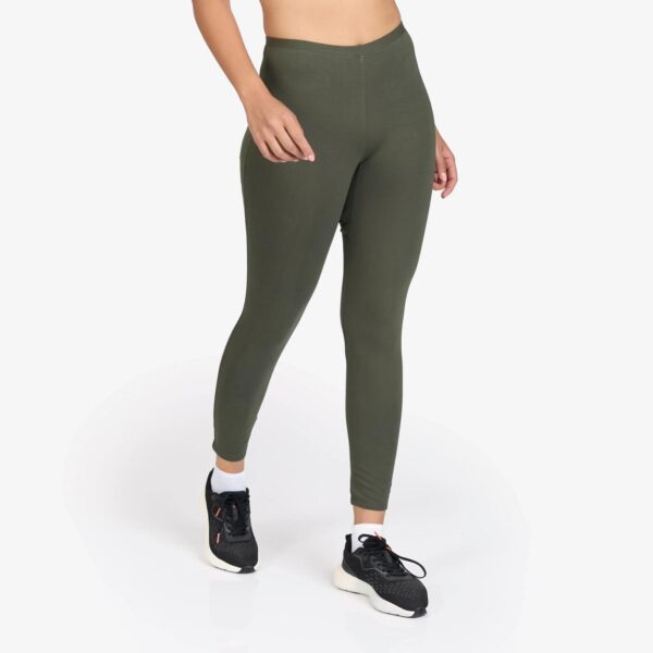Legginsy sportowe damskie z własnym nadrukiem Ciemny khaki Legginsy sportowe damskie z własnym nadrukiem Ciemny khaki